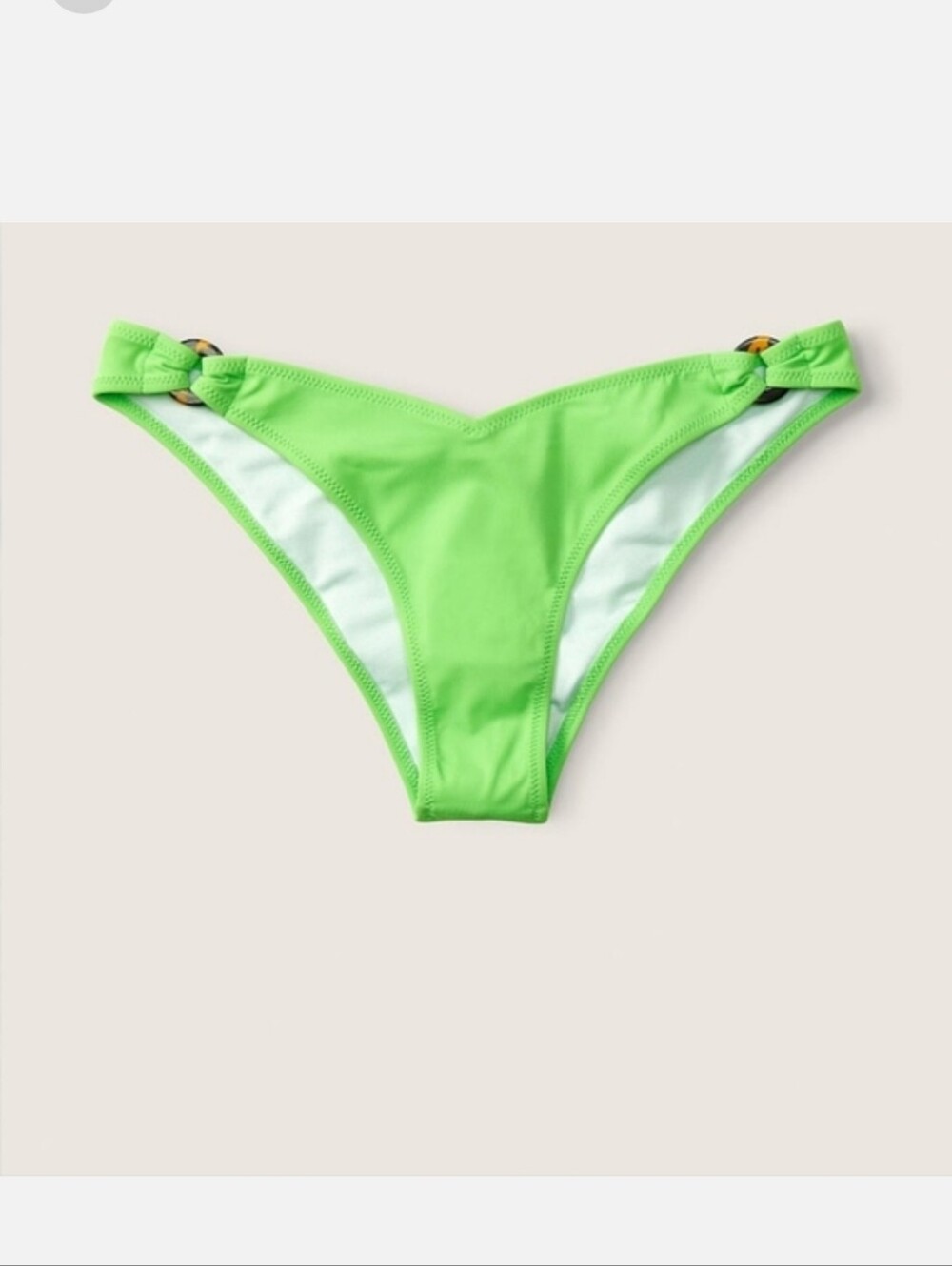Victoria's secret pink SEXY v front itsy bikini swim bottom with rings GREEN L